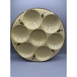 Molde Portugal Round Ceramic Relish Taco Fixings Tray Butter Yellow Red Blue